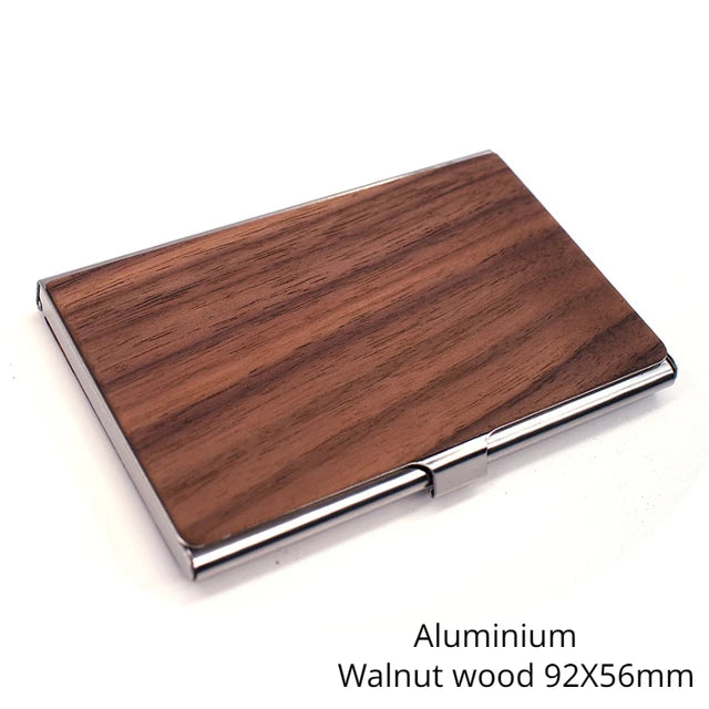 Laser Engraving Logo Black Walnut Solid Wood Business Card Box Customized Wooden Clip Personalized Cardcase Activities Gifts