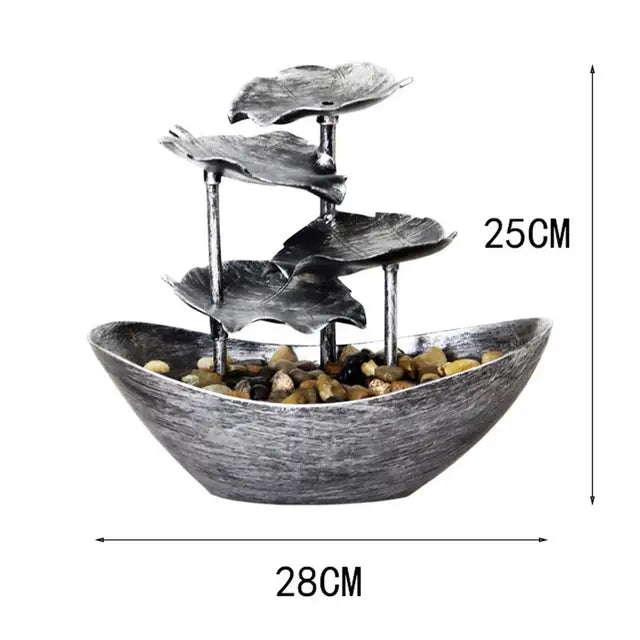 Tabletop Fountain Waterfall Fountain For Indoor Decor Water Over Sailing Lotus Leaf Electric Pump Soothing Calming and Relaxing