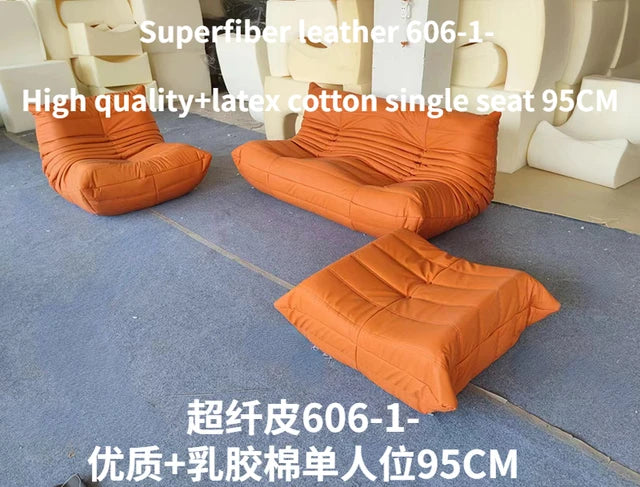 Super Fiber Suede Mesh Red Togo Caterpillar Lazy Sofa Cat Paw for Two People 1.5 Meters in The Living Room Corner