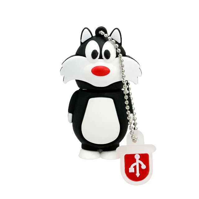 Pendrive USB Flash Drive de 128GB, pendrive con dibujos de animales, pingüino, memoria USB de 256GB, 32GB, pato, gato negro, Pen Drive de 64GB 