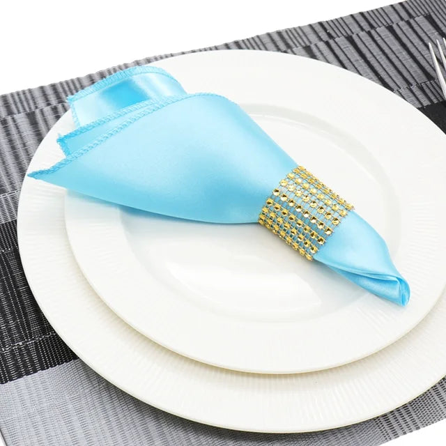 50 Uds servilletas de tela para decoración de boda, pañuelo cuadrado de tela satinada, servilleta, suministros para el hogar, decoración de mesa de cena, 30cm 