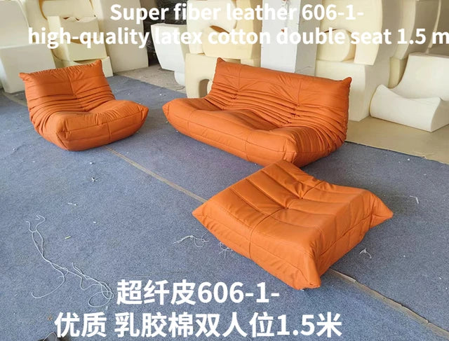 Super Fiber Suede Mesh Red Togo Caterpillar Lazy Sofa Cat Paw for Two People 1.5 Meters in The Living Room Corner