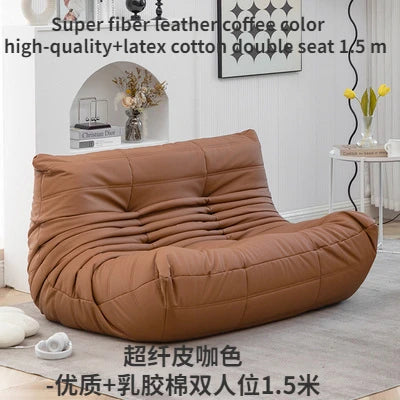 Super Fiber Suede Mesh Red Togo Caterpillar Lazy Sofa Cat Paw for Two People 1.5 Meters in The Living Room Corner