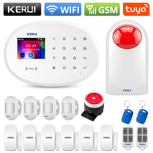 KERUI W202 Alarm System Smart Tuya Home Security WIFI 2G GSM Home Wireless APP Remote Control 2.4 Inch Screen Burglar Alarm