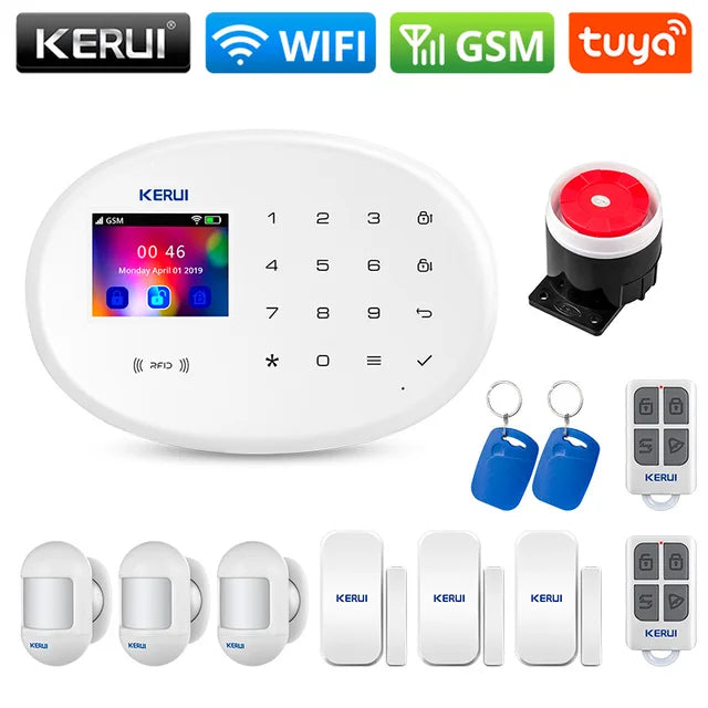 KERUI W202 Alarm System Smart Tuya Home Security WIFI 2G GSM Home Wireless APP Remote Control 2.4 Inch Screen Burglar Alarm