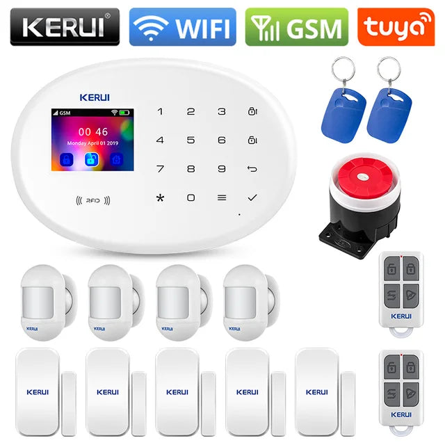 KERUI W202 Alarm System Smart Tuya Home Security WIFI 2G GSM Home Wireless APP Remote Control 2.4 Inch Screen Burglar Alarm