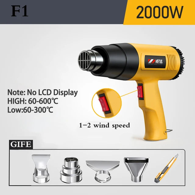 Pistola de aire caliente eléctrica Industrial, termorregulador, pistolas de calor, envoltura retráctil, herramienta eléctrica térmica, secador de pelo de construcción, 110V/220V 