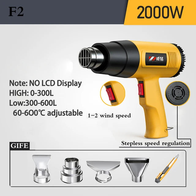 Pistola de aire caliente eléctrica Industrial, termorregulador, pistolas de calor, envoltura retráctil, herramienta eléctrica térmica, secador de pelo de construcción, 110V/220V 