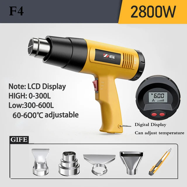 Pistola de aire caliente eléctrica Industrial, termorregulador, pistolas de calor, envoltura retráctil, herramienta eléctrica térmica, secador de pelo de construcción, 110V/220V 