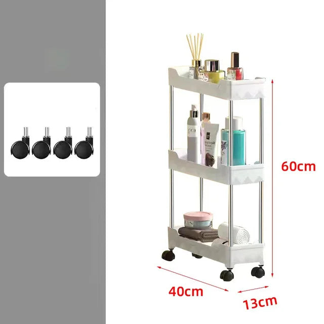 Carro de almacenamiento rodante con espacio de 3/4 niveles, estante de almacenamiento de alta capacidad, estante de almacenamiento móvil, organizador delgado para cocina y baño, carrito de almacenamiento 