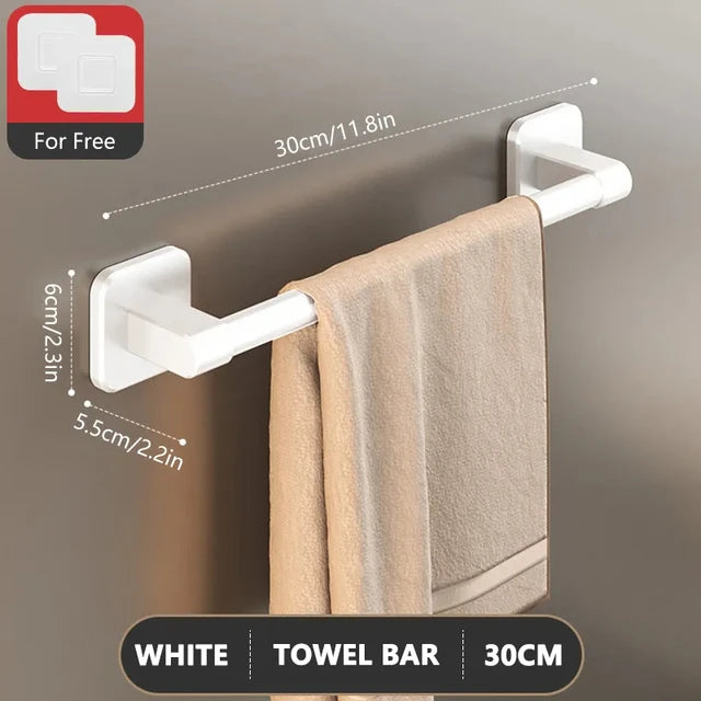 Toallero montado en la pared con ventosa no perforada, estante de almacenamiento para baño, toallero de barra horizontal para baño 