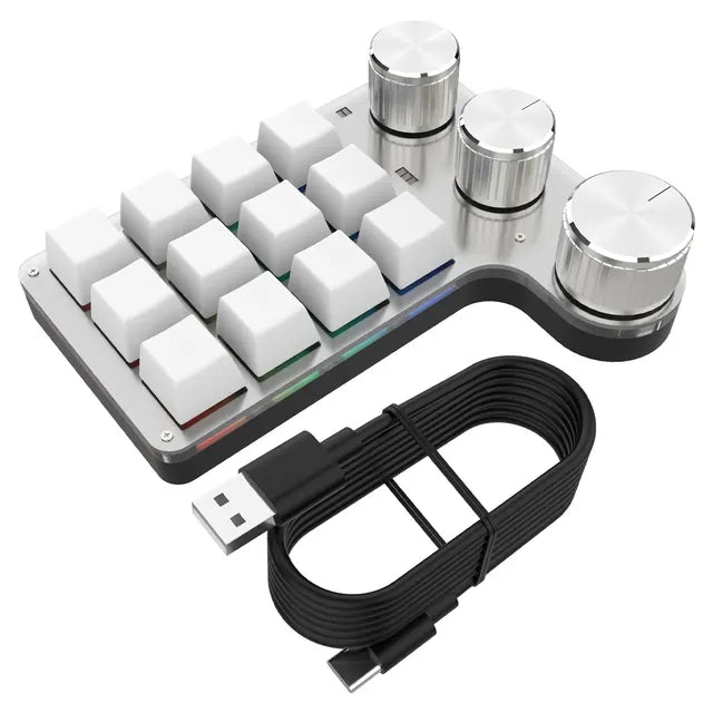 Bluetooth Programming Macro Custom 3 Knob Keyboard RGB 12 Key Copy Paste Photoshop Gaming Keypad Mechanical Hotswap Macropad