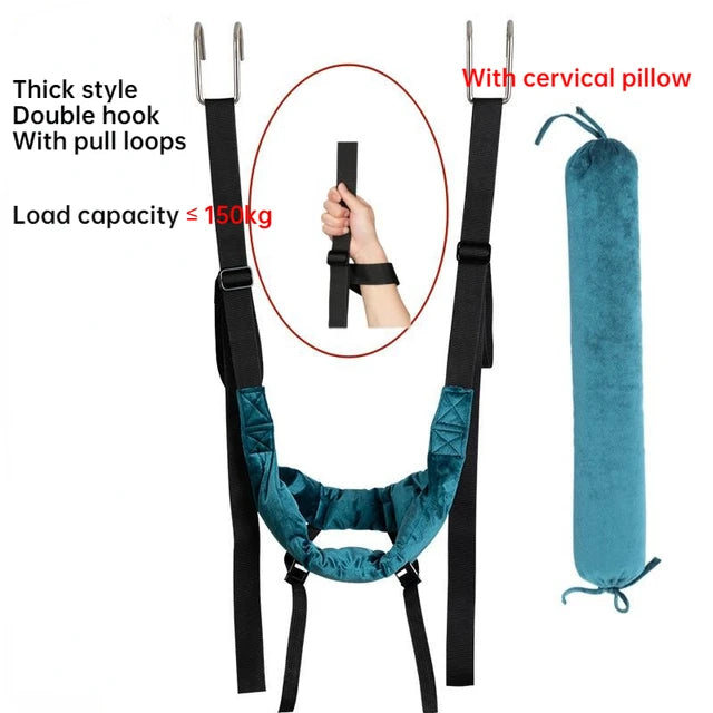 Cinturón de tracción Cervical, eslinga ajustable, columna Cervical, barra Horizontal, suspensión, cinturón de tracción para el hogar, camilla masajeadora de cuello 