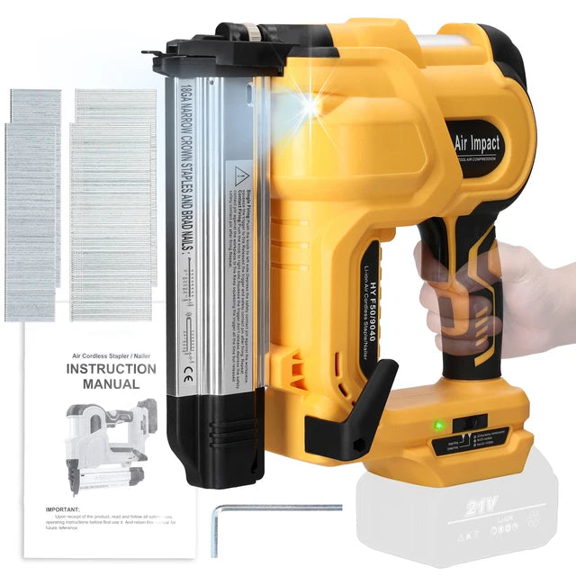 Cordless Electric 2 in 1 Nailer/Stapler Gun with 200pcs 32mm and 200pcs 50mm Nails Compatible with Makita Lithium Battery