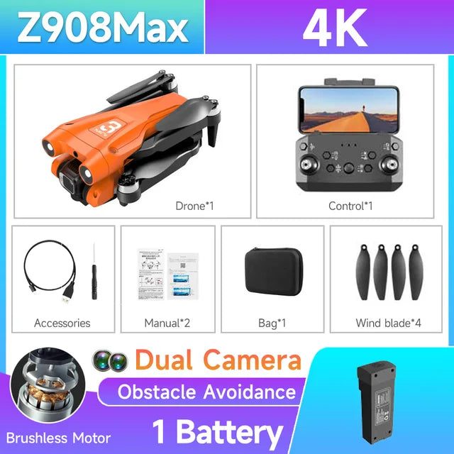 HOT Z908 Pro / MAX 迷你无人机 4k 专业摄像机 2.4G WIFI 避障直升机遥控四轴飞行器遥控玩具