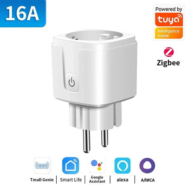 TNCE TUYA-enchufe inteligente WiFi/Zigbee EU 16A/20A con Monitor de potencia, función de sincronización, Control por voz, funciona con Alexa GoogleHome 