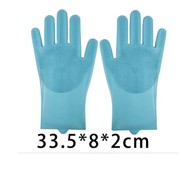 Guantes de limpieza para lavavajillas, guantes mágicos de goma de silicona para lavar platos, esponja para el hogar, herramientas de limpieza de cocina 