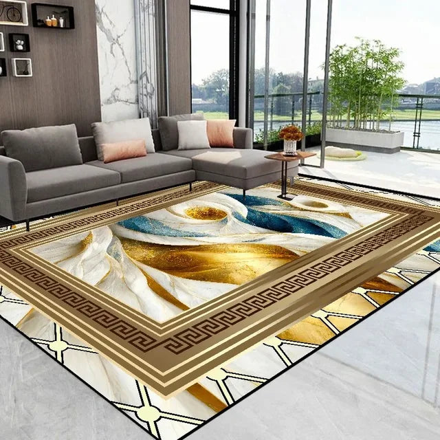 Alfombra dorada de lujo moderna para sala de estar, decoración abstracta, alfombras grandes, mesa de centro, alfombra lateral, decoración de habitaciones, tapis de salón 