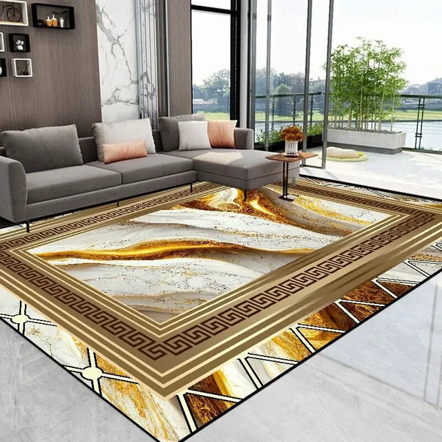 Alfombra dorada de lujo moderna para sala de estar, decoración abstracta, alfombras grandes, mesa de centro, alfombra lateral, decoración de habitaciones, tapis de salón 