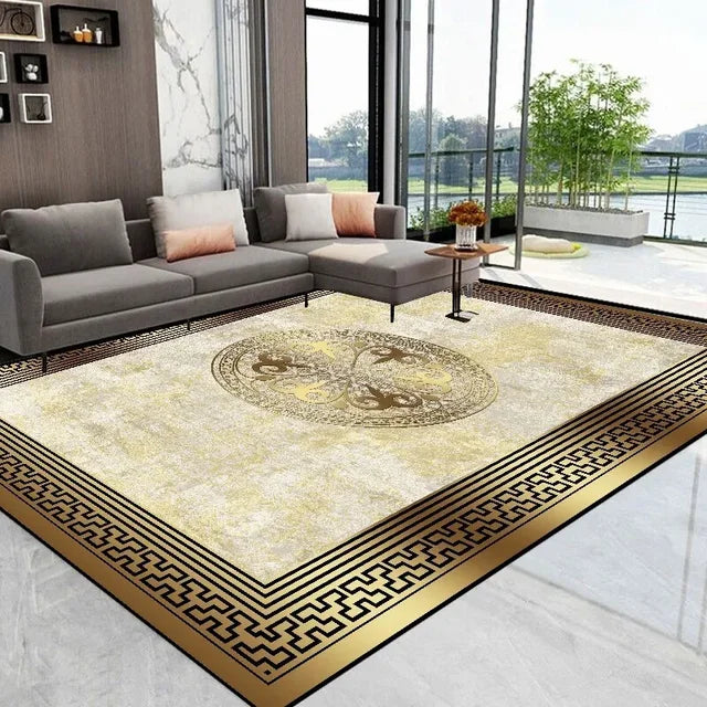 Alfombra dorada de lujo moderna para sala de estar, decoración abstracta, alfombras grandes, mesa de centro, alfombra lateral, decoración de habitaciones, tapis de salón 