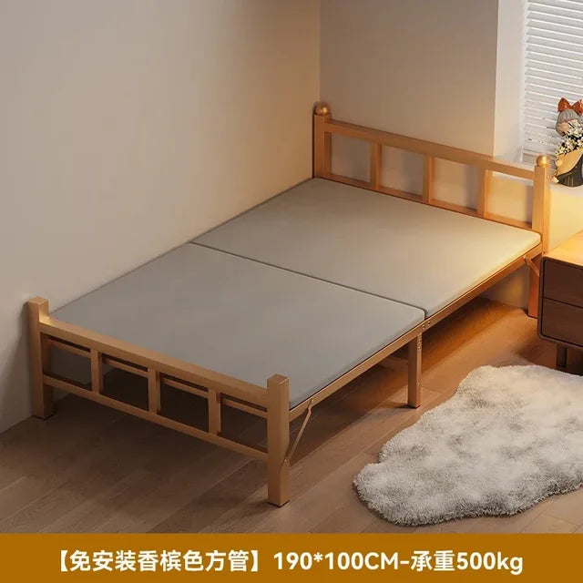 Cama plegable para dormitorio, Cama de hierro de lujo, ahorro de espacio, diseño de playa para viajes, Hospital, Tatami individual moderno, Cama segura para bebé, muebles de exterior 