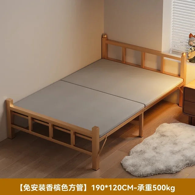 Cama plegable para dormitorio, Cama de hierro de lujo, ahorro de espacio, diseño de playa para viajes, Hospital, Tatami individual moderno, Cama segura para bebé, muebles de exterior 