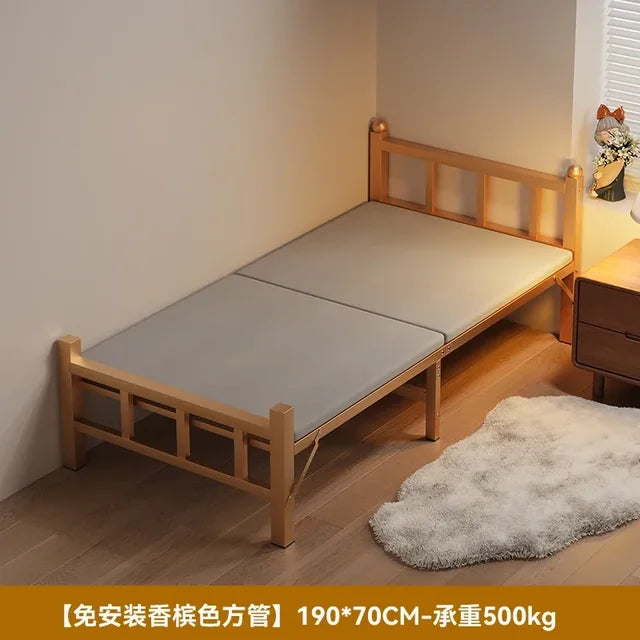 Cama plegable para dormitorio, Cama de hierro de lujo, ahorro de espacio, diseño de playa para viajes, Hospital, Tatami individual moderno, Cama segura para bebé, muebles de exterior 