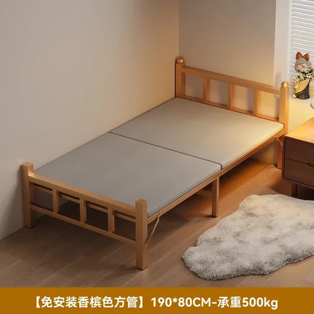 Cama plegable para dormitorio, Cama de hierro de lujo, ahorro de espacio, diseño de playa para viajes, Hospital, Tatami individual moderno, Cama segura para bebé, muebles de exterior 