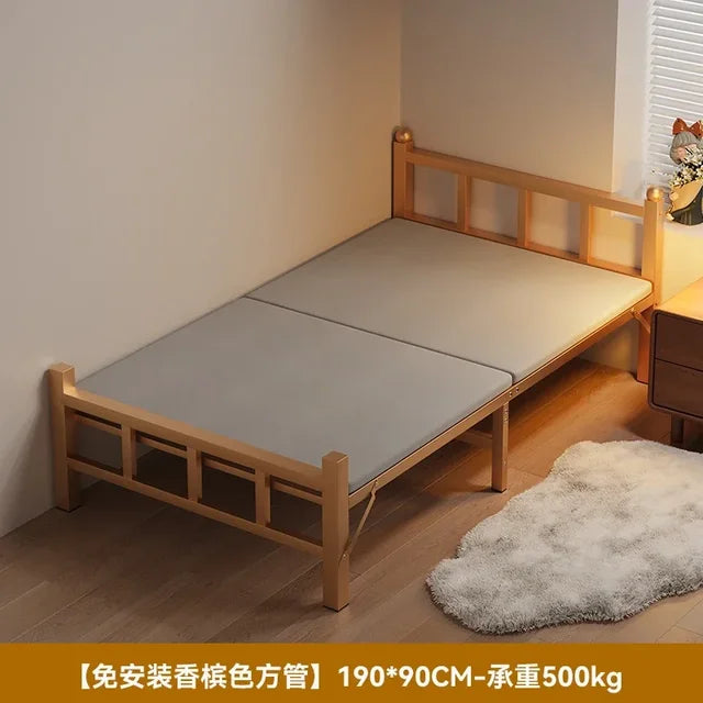 Cama plegable para dormitorio, Cama de hierro de lujo, ahorro de espacio, diseño de playa para viajes, Hospital, Tatami individual moderno, Cama segura para bebé, muebles de exterior 