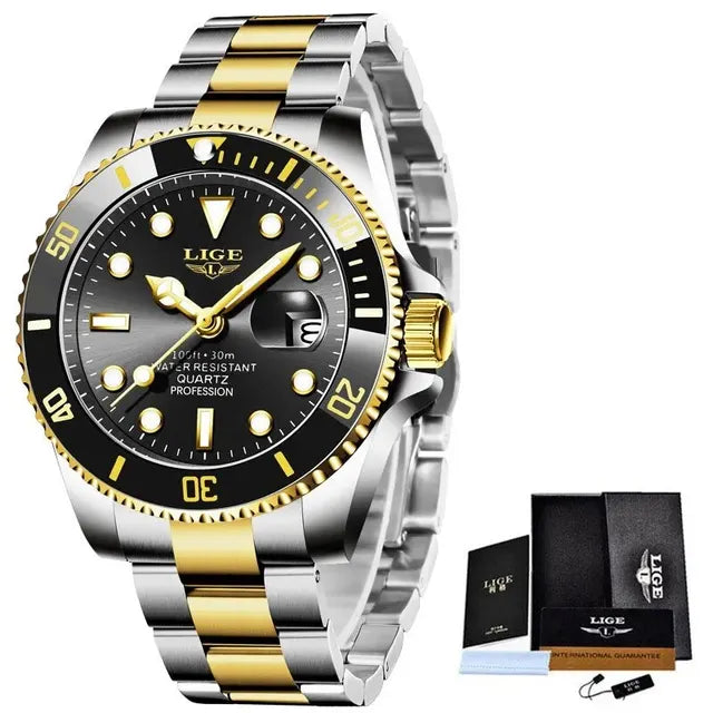 Reloj LIGE de buceo a la moda de lujo de la mejor marca, reloj de pulsera resistente al agua 30ATM con fecha, relojes deportivos para hombre, reloj de pulsera de cuarzo, reloj Masculino 