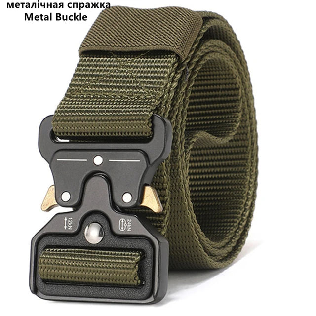 Cinturón FRALU para hombre, cinturón táctico de metal para caza al aire libre, hebilla de aleación multifunción, cinturón de lona del Cuerpo de Marines de alta calidad para hombre