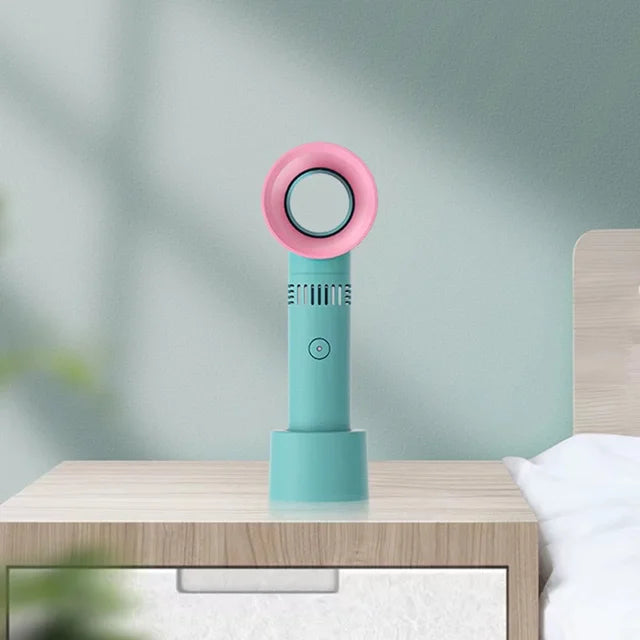 1pc USB Rechargeable Bladeless Handheld Fan - Portable Mini Desk Fan With 3 Speeds For Travel, Camping, Office and Bedroom use