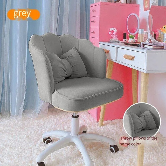 Silla de ordenador para niña, asiento cómodo para estudio, dormitorio, silla giratoria sedentaria, dormitorio de estudiantes, silla de maquillaje para Internet 