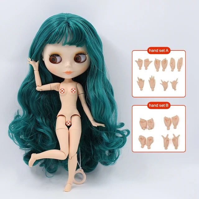 ICY DBS-Muñeca Blyth de piel blanca, cara brillante, cara mate, cuerpo articulado con juego de mano A &amp; B 1/6 bjd, maquillaje diy adecuado, precio especial 