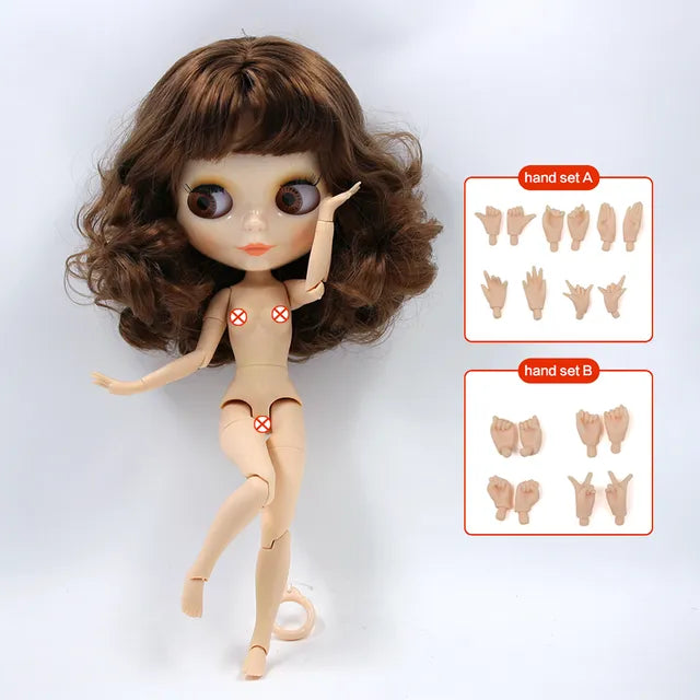 ICY DBS-Muñeca Blyth de piel blanca, cara brillante, cara mate, cuerpo articulado con juego de mano A &amp; B 1/6 bjd, maquillaje diy adecuado, precio especial 