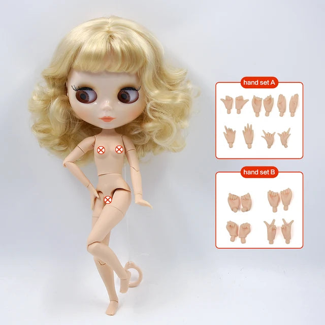 ICY DBS-Muñeca Blyth de piel blanca, cara brillante, cara mate, cuerpo articulado con juego de mano A &amp; B 1/6 bjd, maquillaje diy adecuado, precio especial 