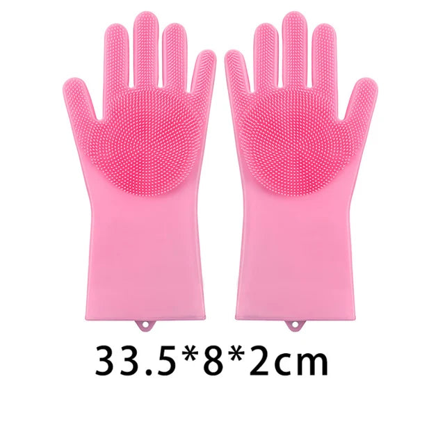 Guantes de limpieza para lavavajillas, guantes mágicos de goma de silicona para lavar platos, esponja para el hogar, herramientas de limpieza de cocina 