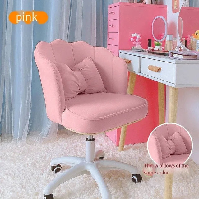 Silla de ordenador para niña, asiento cómodo para estudio, dormitorio, silla giratoria sedentaria, dormitorio de estudiantes, silla de maquillaje para Internet 