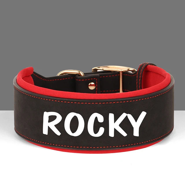 Collar de perro ancho personalizado de cuero PU, collares con etiqueta para perros personalizados, Collar suave para mascotas para perros pequeños, medianos y grandes, Pitbull Buldog 