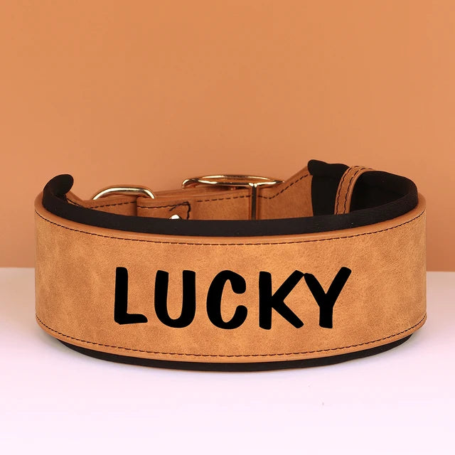 Collar de perro ancho personalizado de cuero PU, collares con etiqueta para perros personalizados, Collar suave para mascotas para perros pequeños, medianos y grandes, Pitbull Buldog 