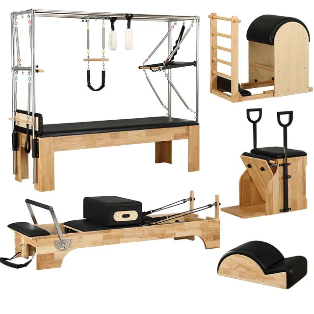 Pilates de calidad profesional que incluye Reformer Cadillac, silla de mesa Wunda, barril de escalera y corrector de columna. Estudio completo disponible 