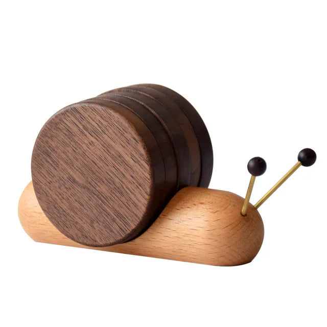 1 Set Wood Cup Mat Placemats for Table Snail Shaped Heat Insulation Pad Wooden Tea Coaster Tool Tea Tray Creative Gifts