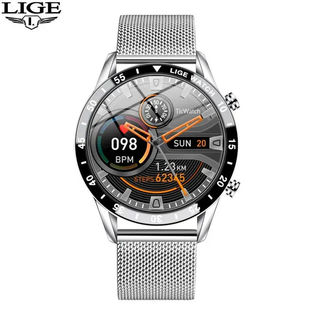 Reloj inteligente LIGE 2024 para hombre con pantalla táctil circular completa, reloj inteligente con llamada Bluetooth para hombre, reloj inteligente resistente al agua para actividad deportiva y Fitness + caja 