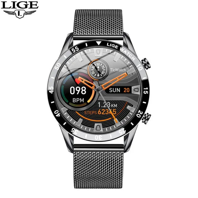 Reloj inteligente LIGE 2024 para hombre con pantalla táctil circular completa, reloj inteligente con llamada Bluetooth para hombre, reloj inteligente resistente al agua para actividad deportiva y Fitness + caja 