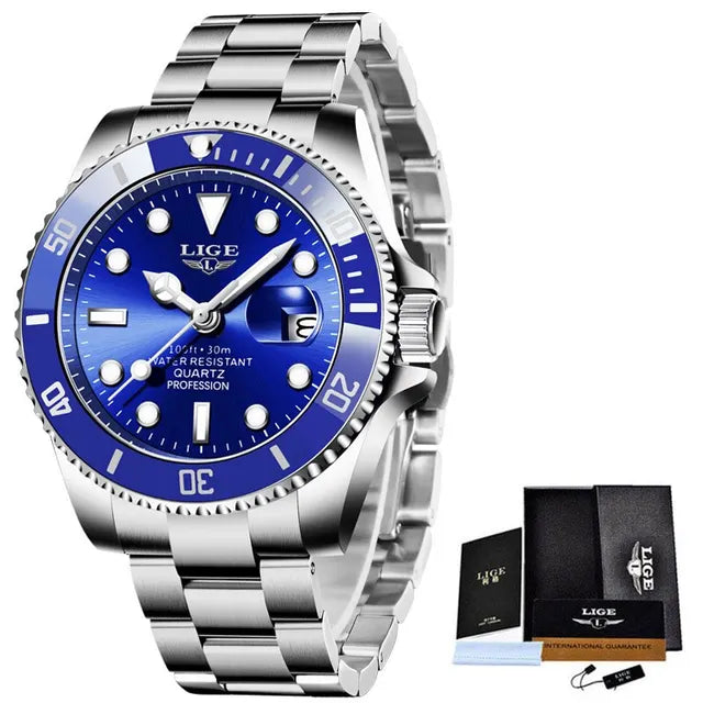 Reloj LIGE de buceo a la moda de lujo de la mejor marca, reloj de pulsera resistente al agua 30ATM con fecha, relojes deportivos para hombre, reloj de pulsera de cuarzo, reloj Masculino 