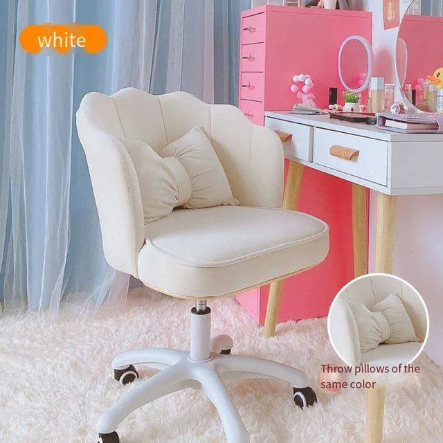 Silla de ordenador para niña, asiento cómodo para estudio, dormitorio, silla giratoria sedentaria, dormitorio de estudiantes, silla de maquillaje para Internet 