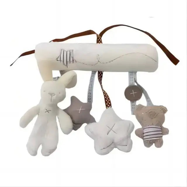 2024 New Hanging Bed Rabbit Baby Hand Bell Safety Seat Plush Toy Multifunctional Plush Toy Stroller Mobile Gifts