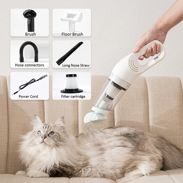 Limpiador eléctrico para mascotas, Limpieza del cabello de gatos, aspiradora inalámbrica de 12000Pa, succión portátil para pelo de perro, alfombra, limpieza manual 